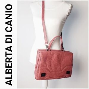 ALBERTA DI CANIO Made In Italy Textured Leather Handbag and Crossbody Purse.
